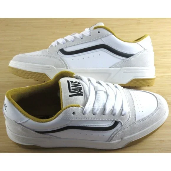 Vans Men's Hylane True White Harvest Gold Striped Lifestyle Shoes Size 10 NIB - Picture 1 of 7